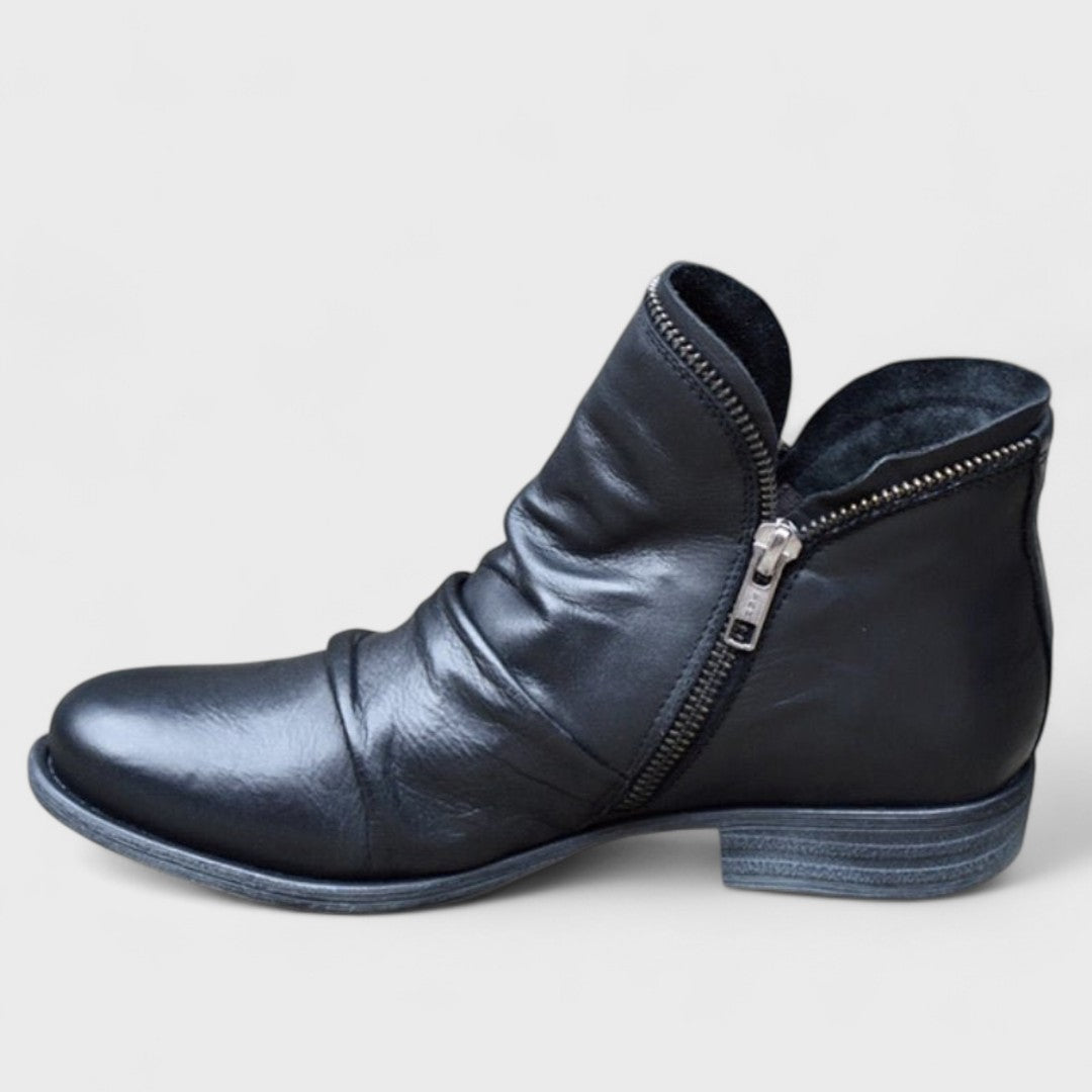 Women's Faux Leather Zip Ankle Boots black