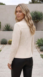 Women’s Textured Fitted Blazer Jacket With Button Front
