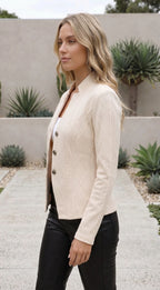 Women’s Textured Fitted Blazer Jacket With Button Front