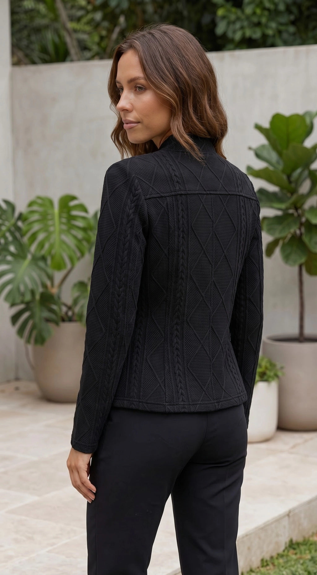 Women’s Textured Fitted Blazer Jacket With Button Front