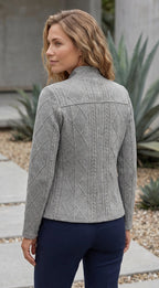Women’s Textured Fitted Blazer Jacket With Button Front