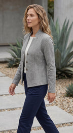 Women’s Textured Fitted Blazer Jacket With Button Front