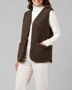 Women's Sherpa Fleece Gilet with Button Front and Pockets
