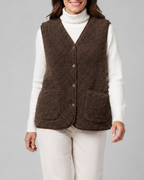 Women's Sherpa Fleece Gilet with Button Front and Pockets