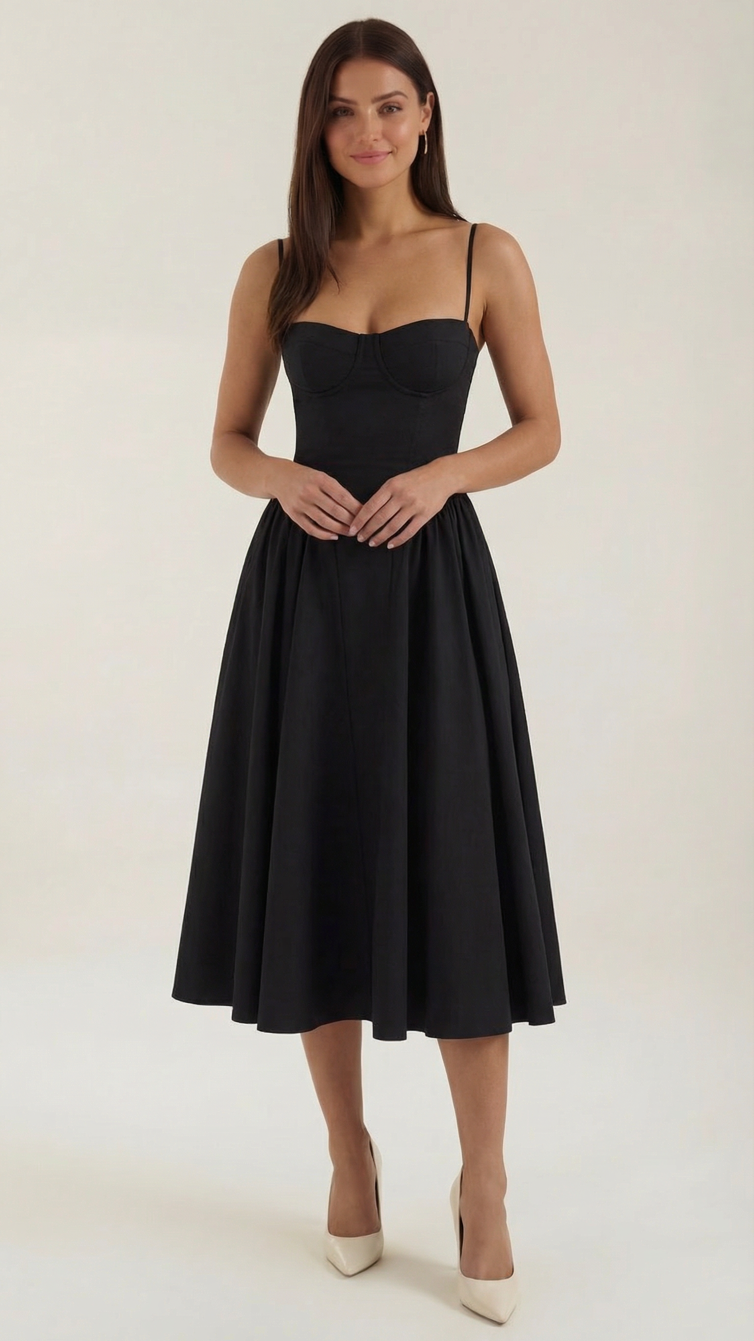 Women's Corset Sweetheart Spaghetti Strap A Line Midi Dress