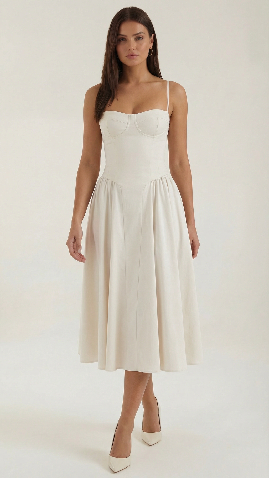 Women's Corset Sweetheart Spaghetti Strap A Line Midi Dress