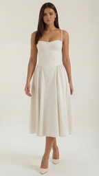 Women's Corset Sweetheart Spaghetti Strap A Line Midi Dress