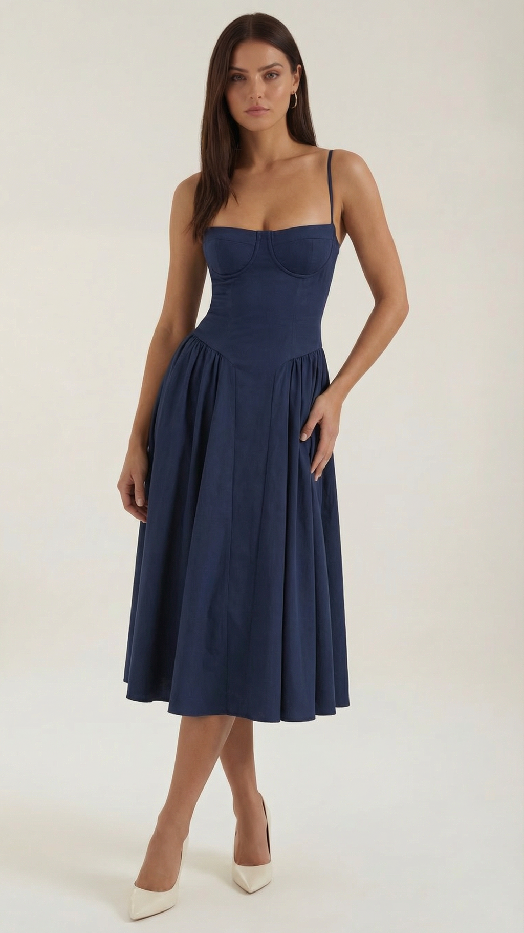Women's Corset Sweetheart Spaghetti Strap A Line Midi Dress