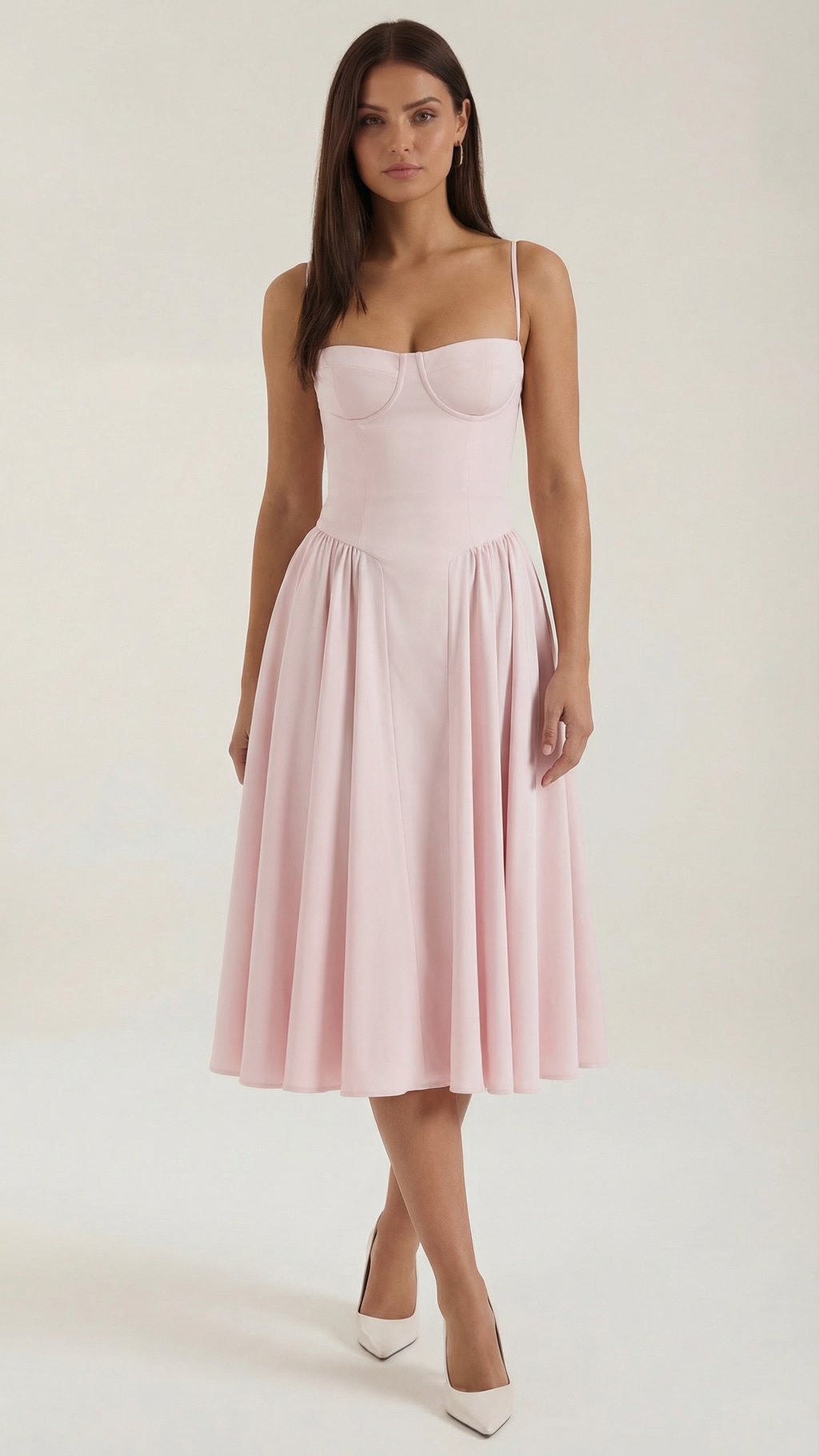 Women's Corset Sweetheart Spaghetti Strap A Line Midi Dress