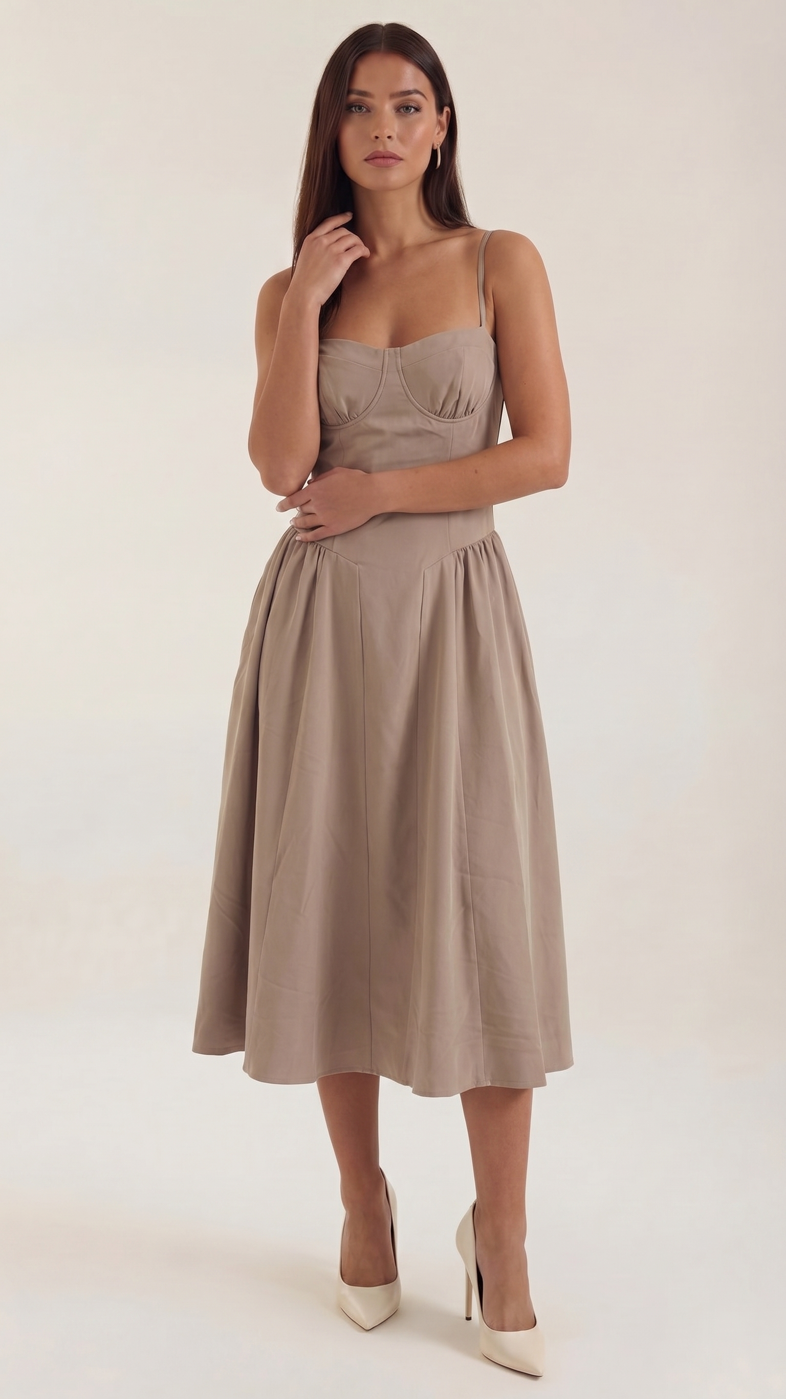 Women's Corset Sweetheart Spaghetti Strap A Line Midi Dress