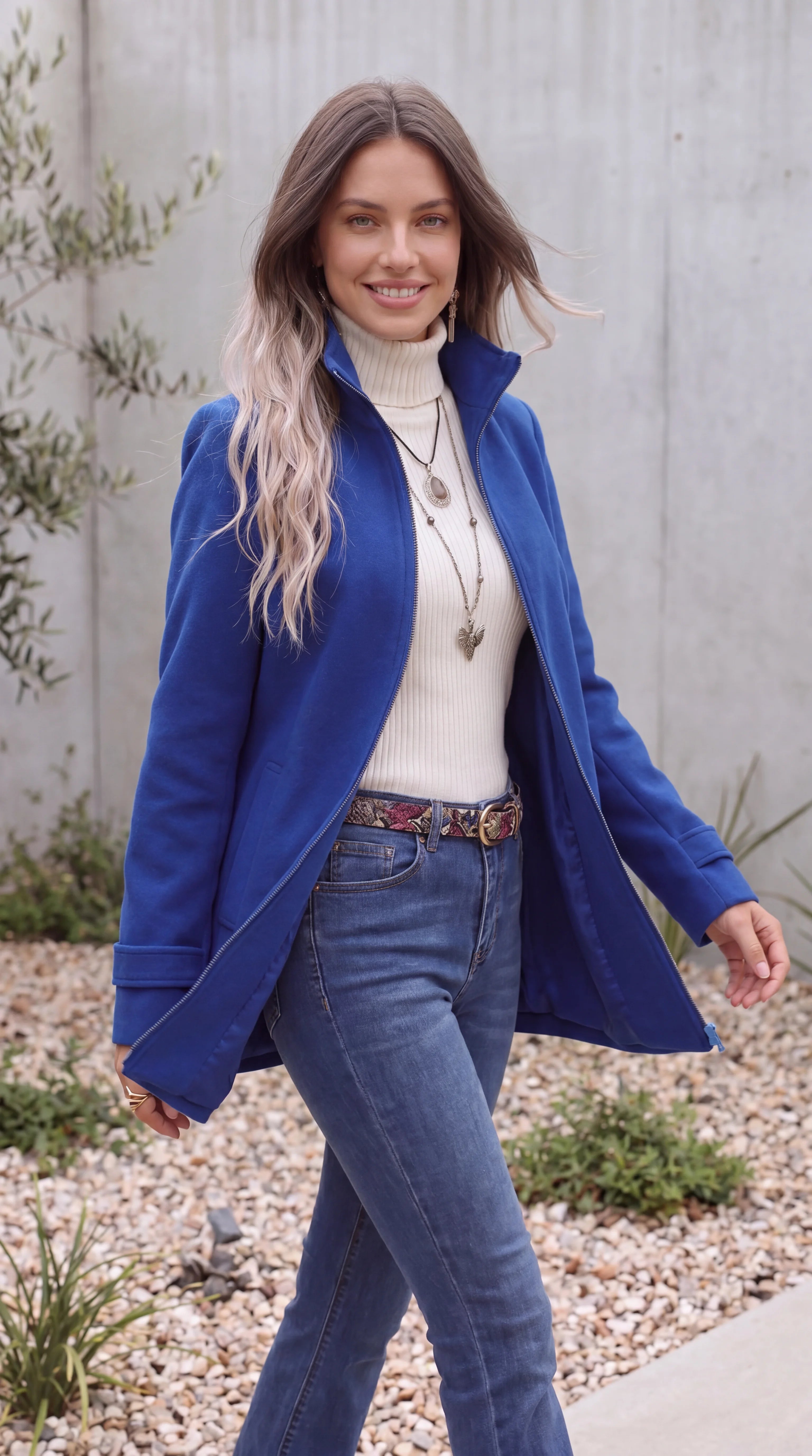 Women's Longline Funnel Neck Zip Up Winter Jacket