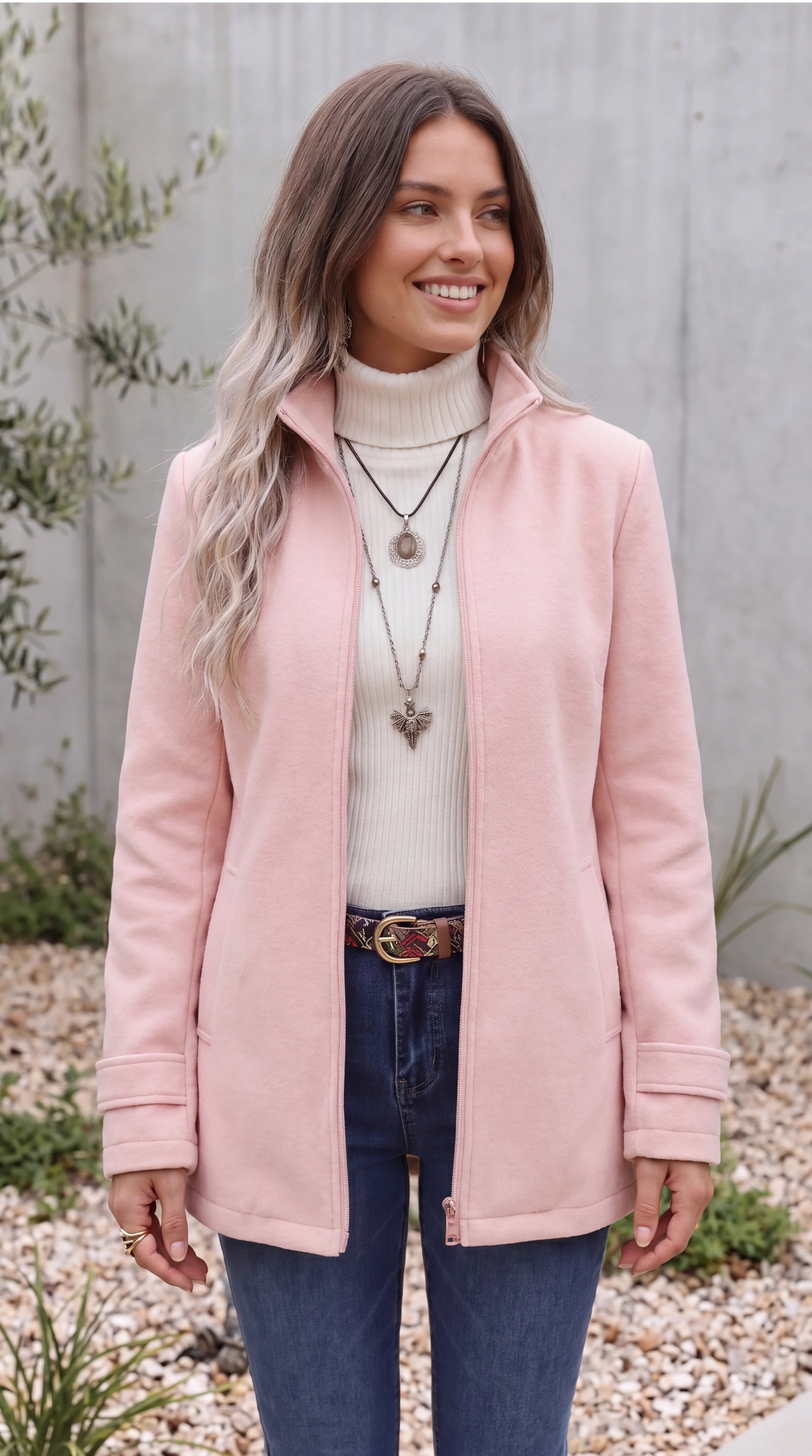 Women's Longline Funnel Neck Zip Up Winter Jacket