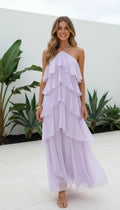 Women's Halter Neck Ruffle Layered Maxi Dress