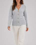 Women's V Neck Knit Cardigan with Heart Buttons