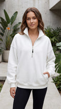 Women's High Collar Half Zip Oversized Sweater