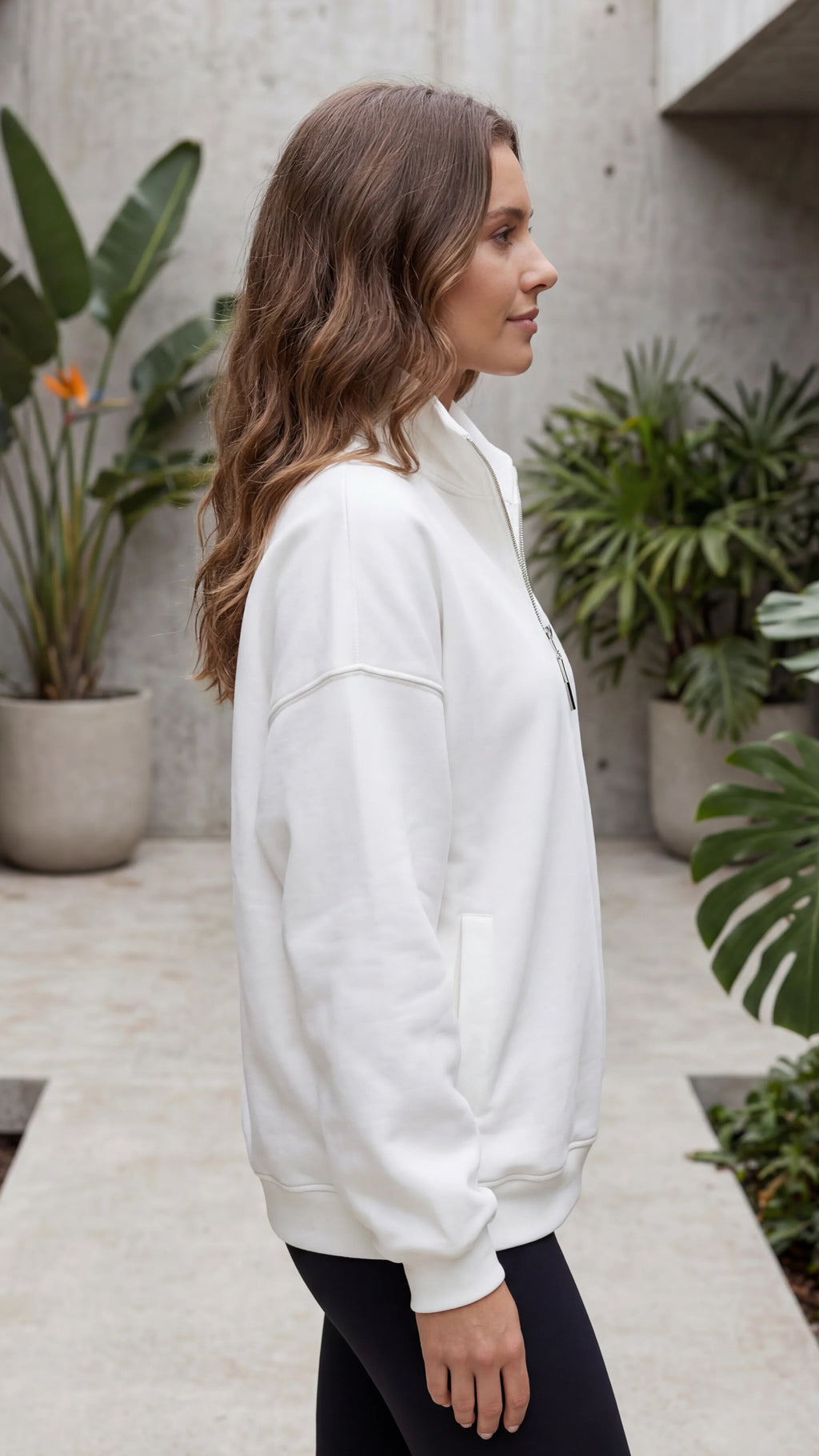 Women's High Collar Half Zip Oversized Sweater
