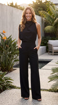 Women's Elegant Cowl Neck Wide Leg Jumpsuit