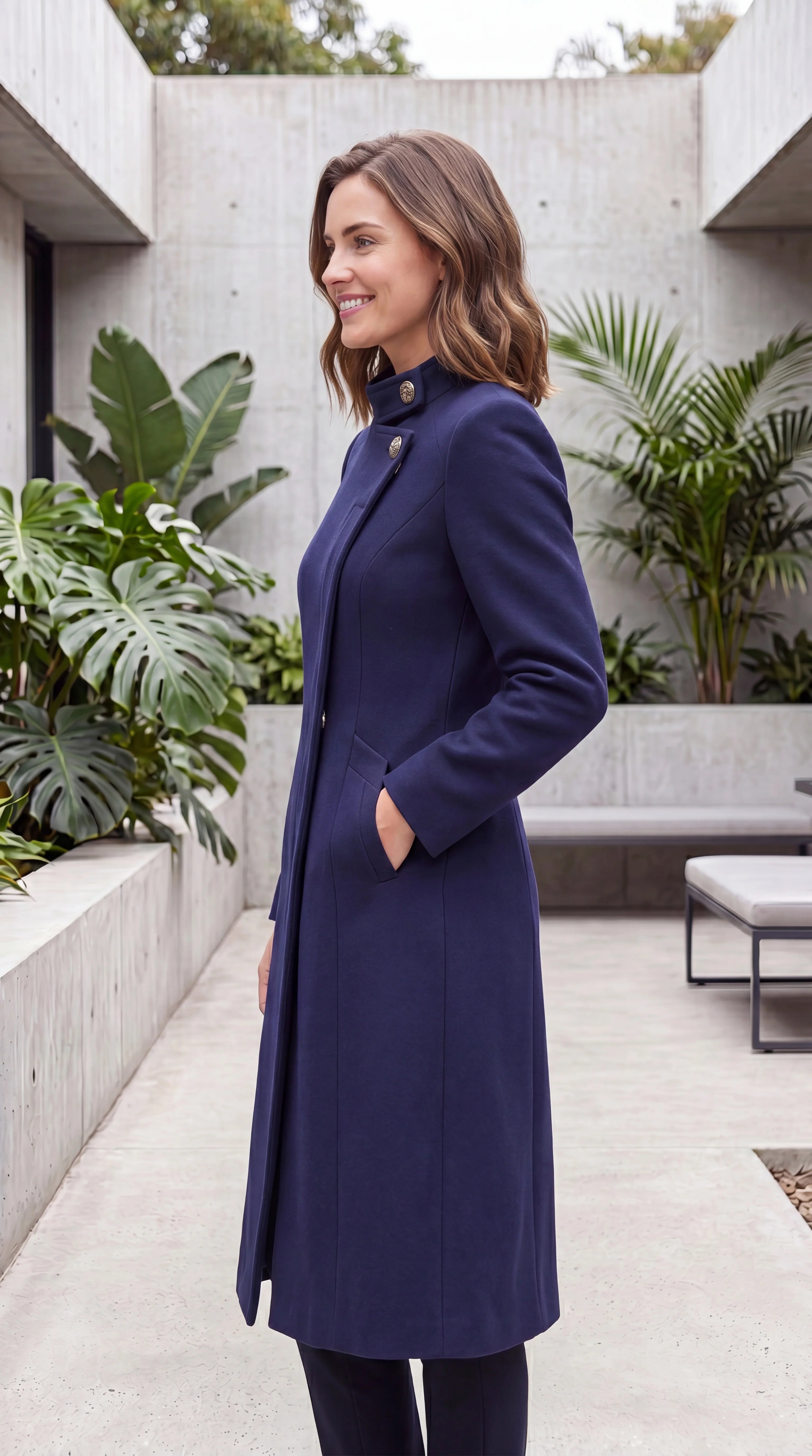 Women's Asymmetric Longline Winter Coat with Pockets
