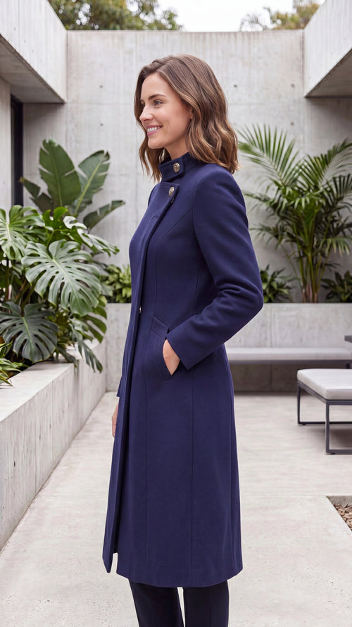 Women's Asymmetric Longline Winter Coat with Pockets