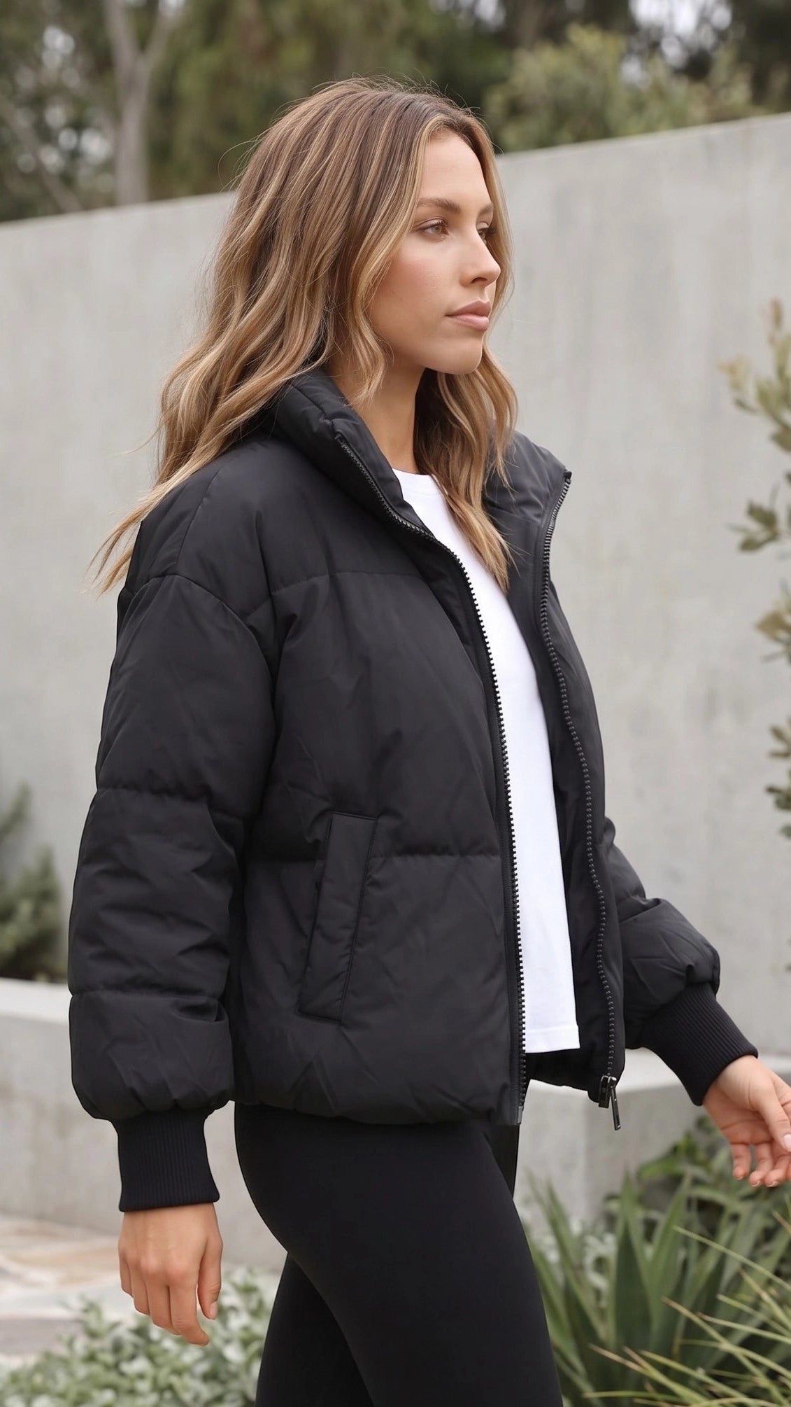 Women’s Zip Front Padded Puffer Jacket with Pockets