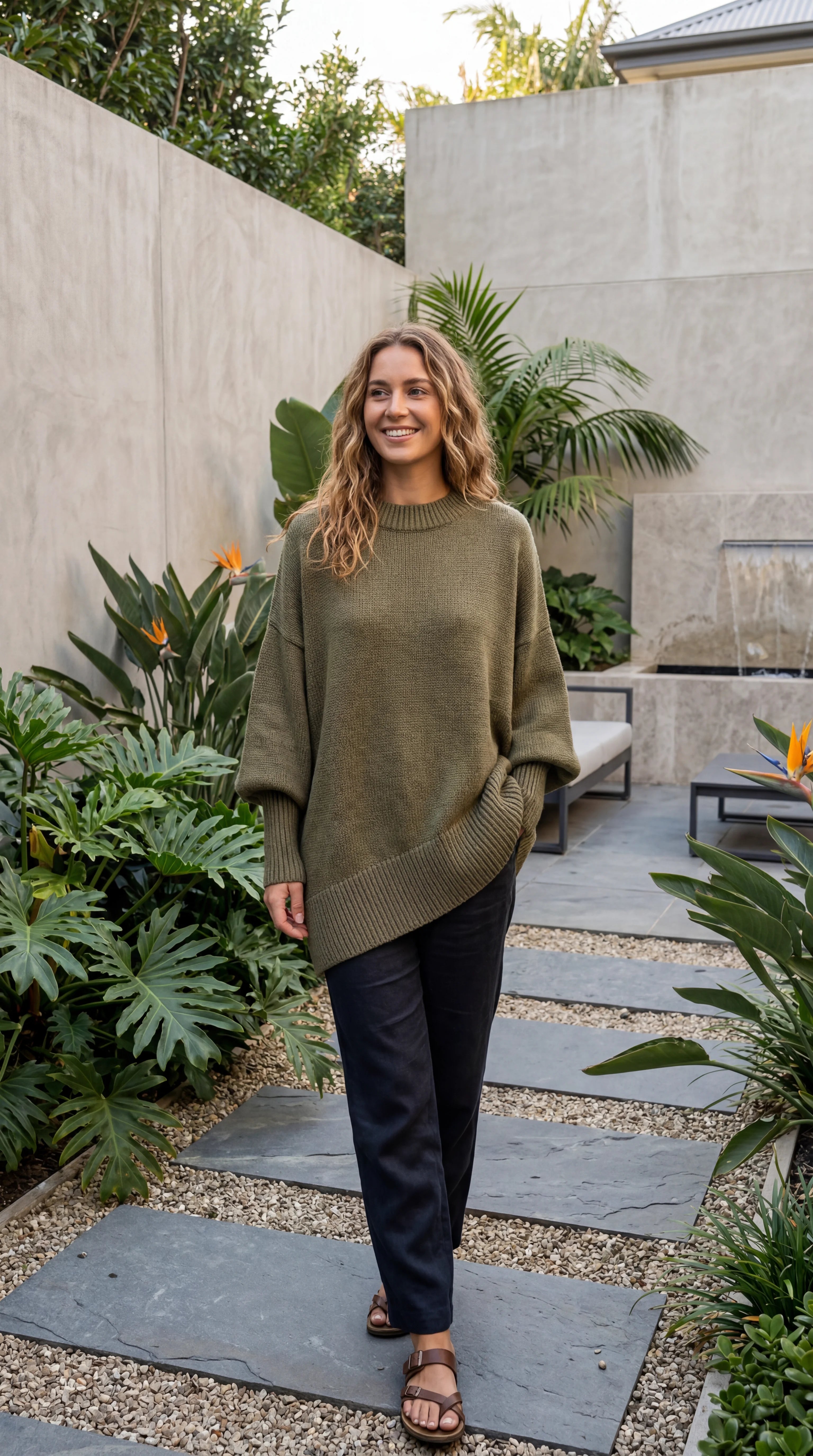 Women's Crew Neck Long Sleeve Oversized Knit Sweater