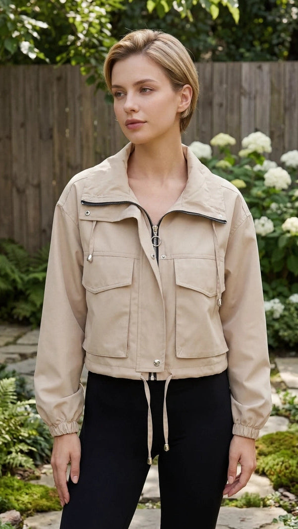 Women’s Zip Front Utility Bomber Jacket