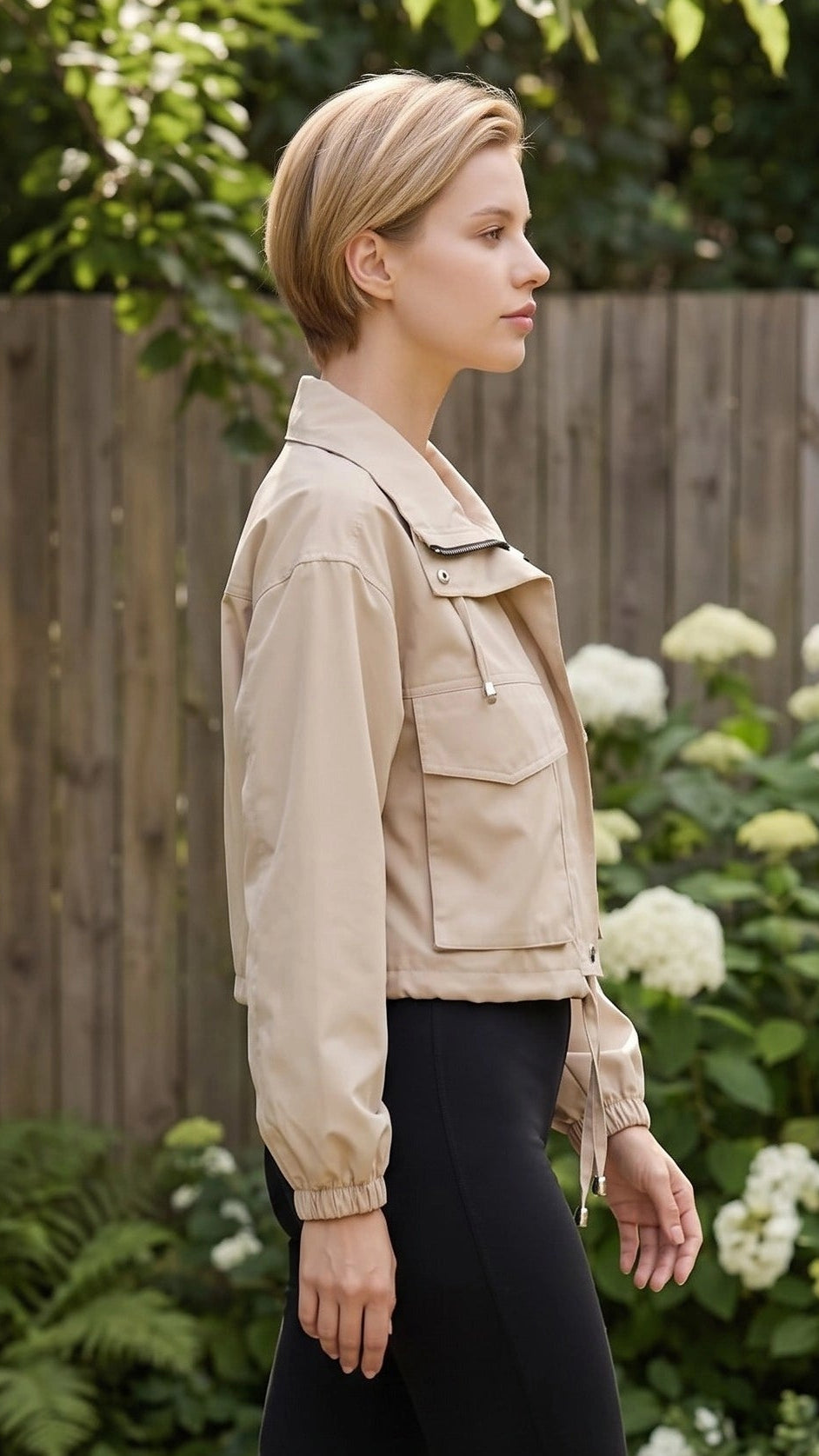 Women’s Zip Front Utility Bomber Jacket