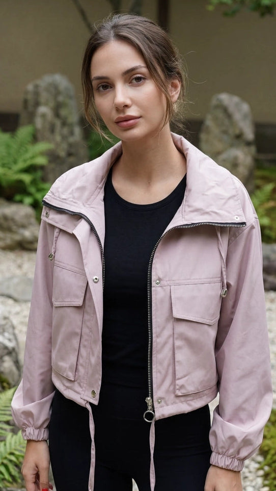 Women’s Zip Front Utility Bomber Jacket