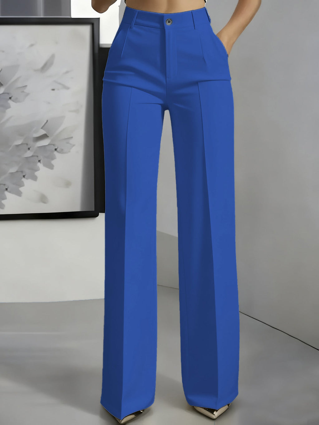 Women's High Waist Straight Leg Trousers blue