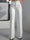 Women's High Waist Straight Leg Trousers white