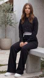 Hooded Cropped Hoodie and Wide Leg Trouser Lounge Co-Ord Set