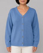 Women's Knit Cardigan with V Neck and Button Front