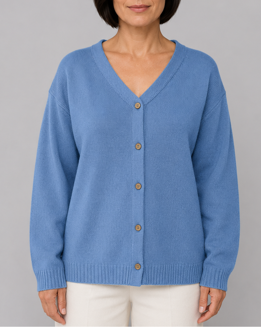 Women's Knit Cardigan with V Neck and Button Front