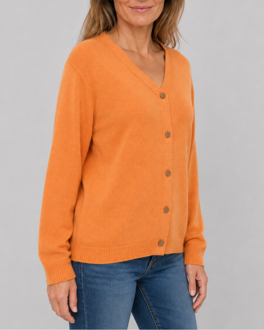 Women's Knit Cardigan with V Neck and Button Front