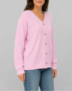 Women's Knit Cardigan with V Neck and Button Front