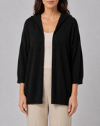Women's Hooded Open Front Ribbed Knit Cardigan | Relaxed Fit