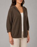 Women's Hooded Open Front Ribbed Knit Cardigan | Relaxed Fit