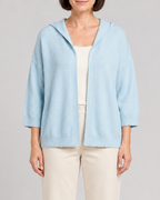 Women's Hooded Open Front Ribbed Knit Cardigan | Relaxed Fit