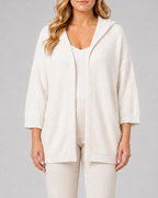 Women's Hooded Open Front Ribbed Knit Cardigan | Relaxed Fit