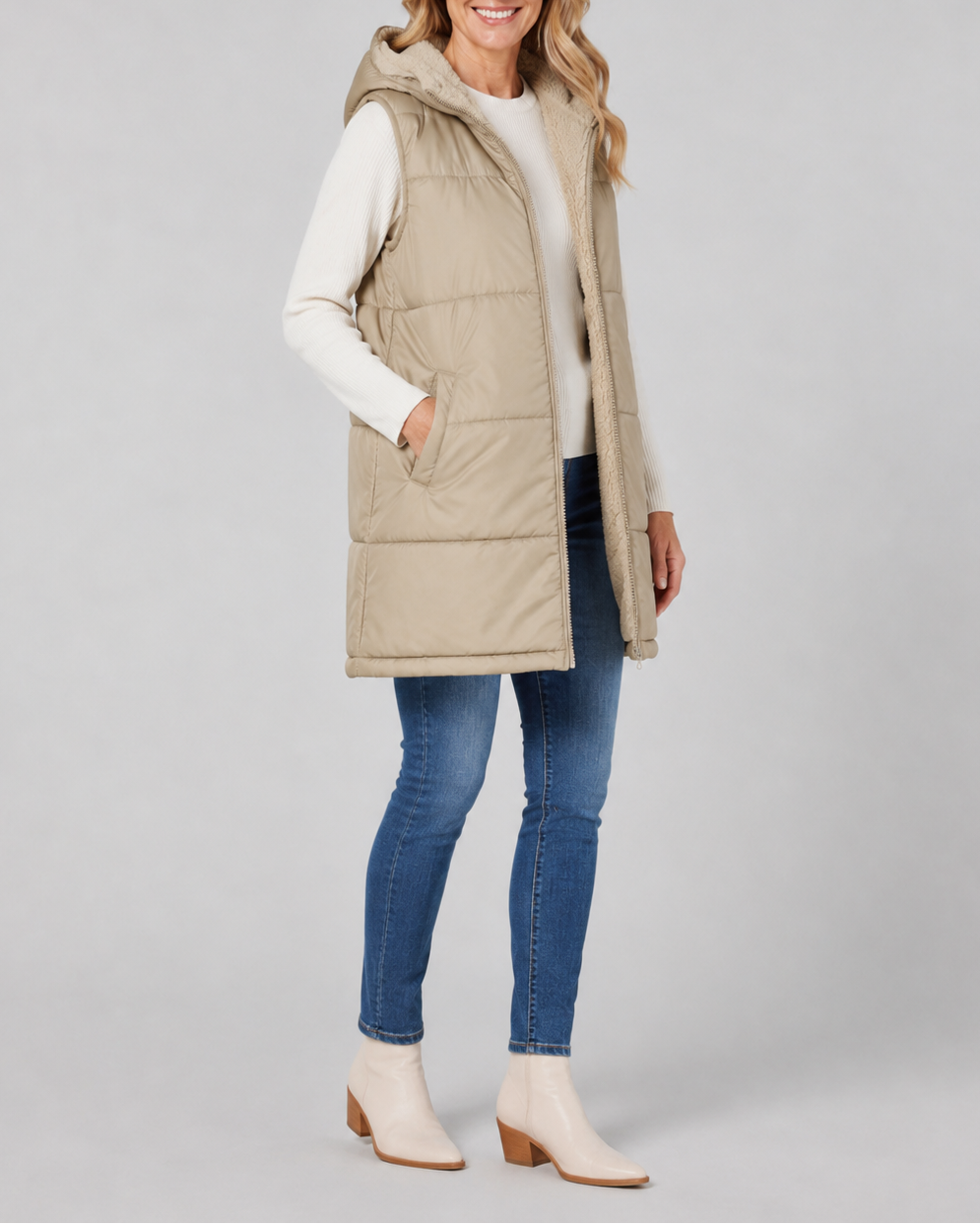 Women's Sherpa Lined Hooded Padded Puffer Gilet