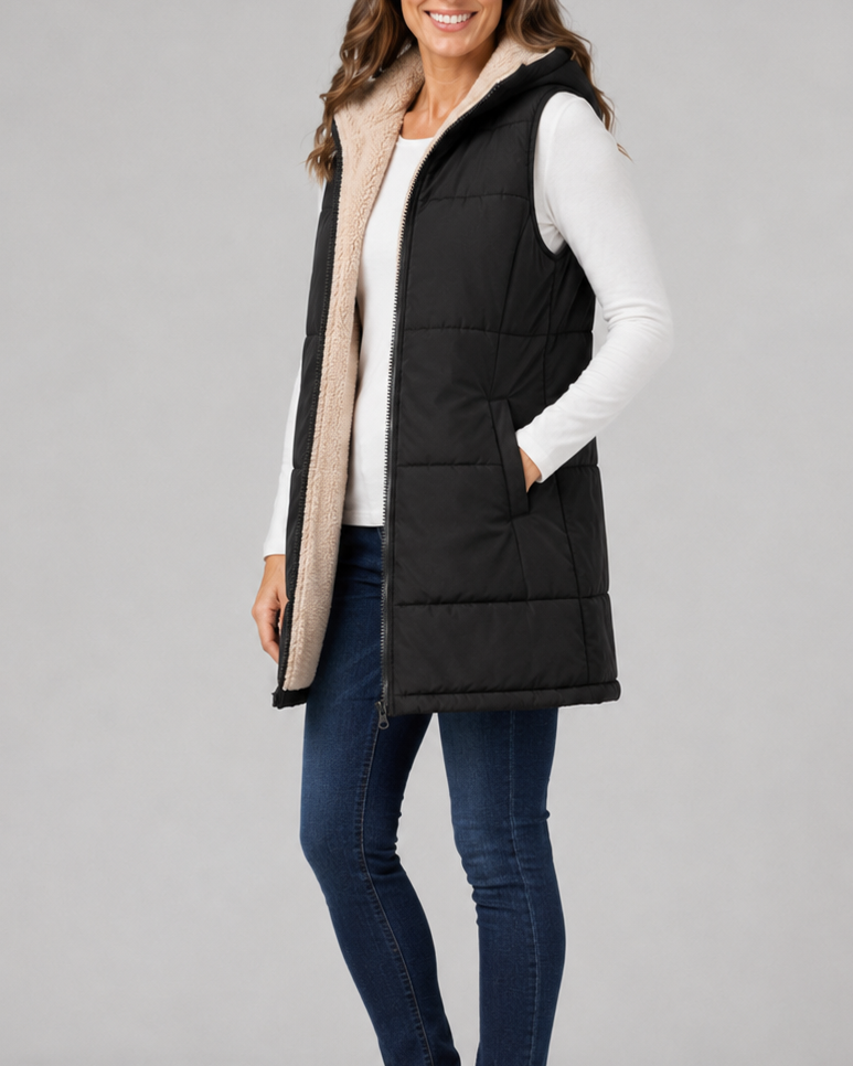 Women's Sherpa Lined Hooded Padded Puffer Gilet