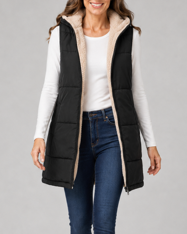 Women's Sherpa Lined Hooded Padded Puffer Gilet