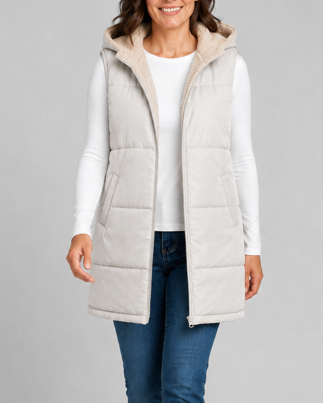 Women's Sherpa Lined Hooded Padded Puffer Gilet