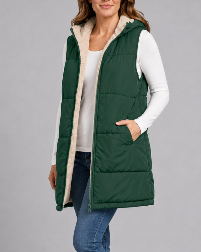 Women's Sherpa Lined Hooded Padded Puffer Gilet