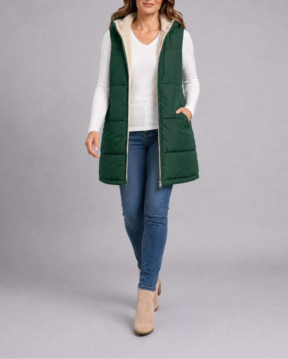 Women's Sherpa Lined Hooded Padded Puffer Gilet