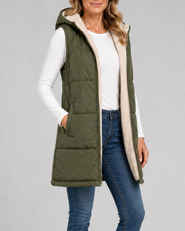 Women's Sherpa Lined Hooded Padded Puffer Gilet