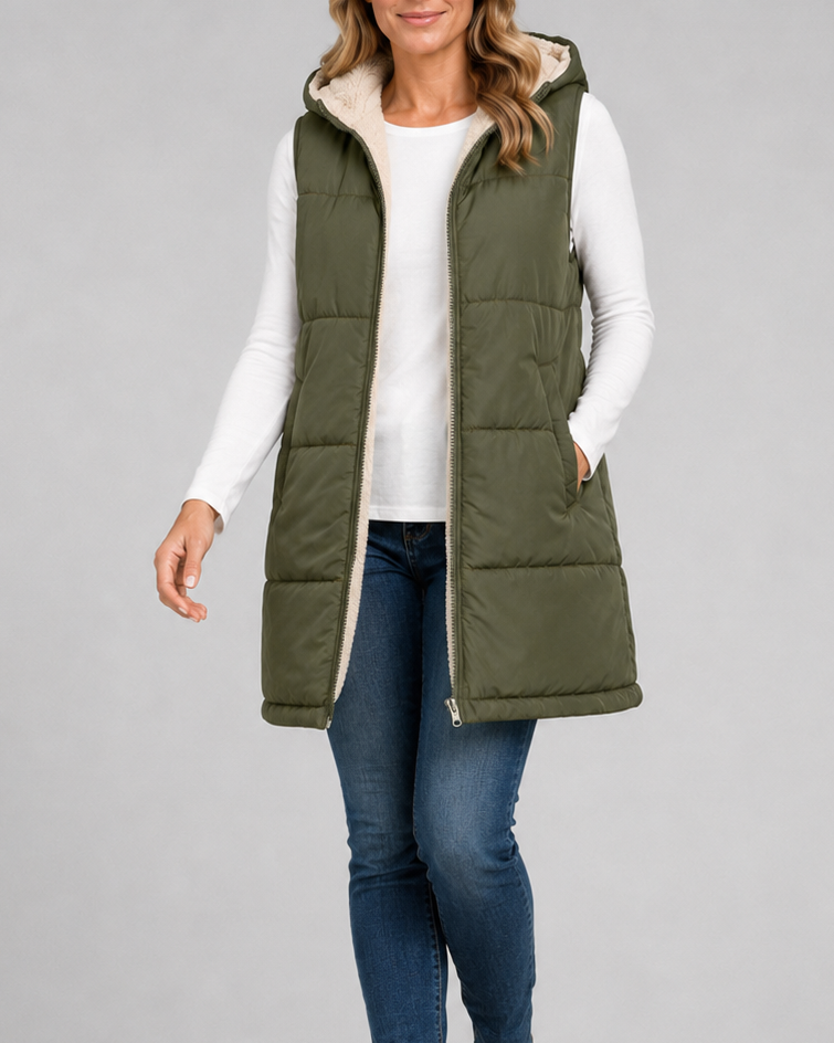Women's Sherpa Lined Hooded Padded Puffer Gilet