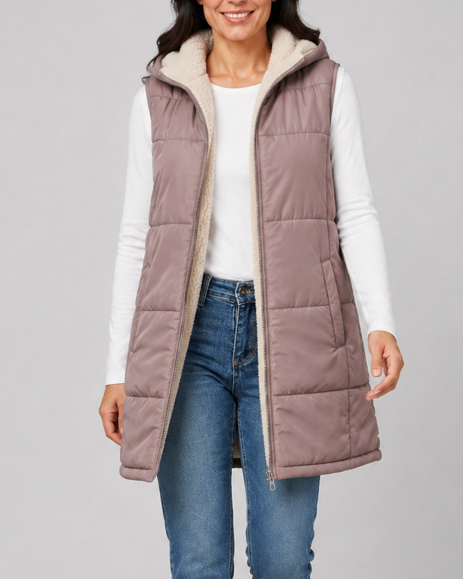 Women's Sherpa Lined Hooded Padded Puffer Gilet