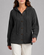 Women's Hooded Textured Button Up Knit Cardigan
