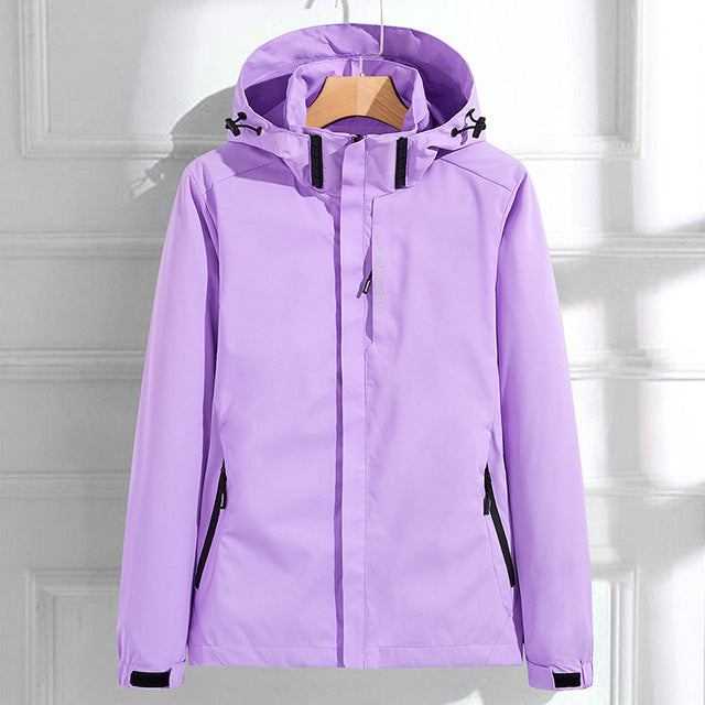 Women's Hooded Waterproof Rain Jacket purple